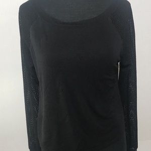 LA HEARTS women's long sleeve mesh top black Small